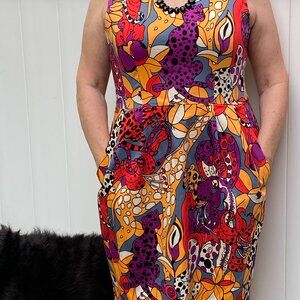 Nanette Lepore women's sleeveless animal print dress with beading